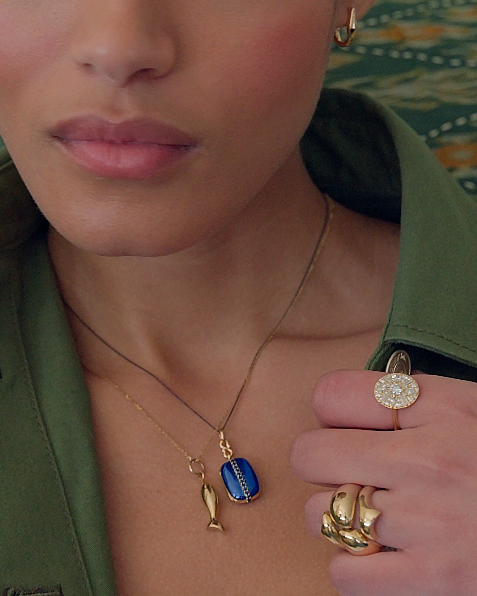 Blue Enamel Vermeil Cushion Locket with Blue Sapphires - 图片 2